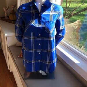 Old Navy Blue Flannel Shirt Small Tall